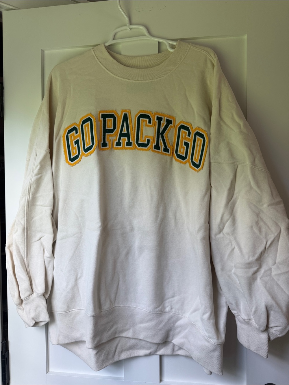 Abercrombie Packers Cream 'Go Pack Go' Crewneck Sweater